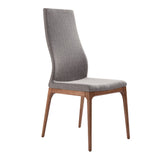 Treviso 5-Piece Mid-Century Modern Dining Set with Walnut Table & 4 Comfortable Gray Chairs