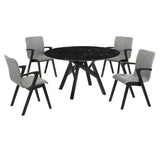 Venus Contemporary 5-Piece Dining Set with Marble Top and Comfortable Upholstered Chairs
