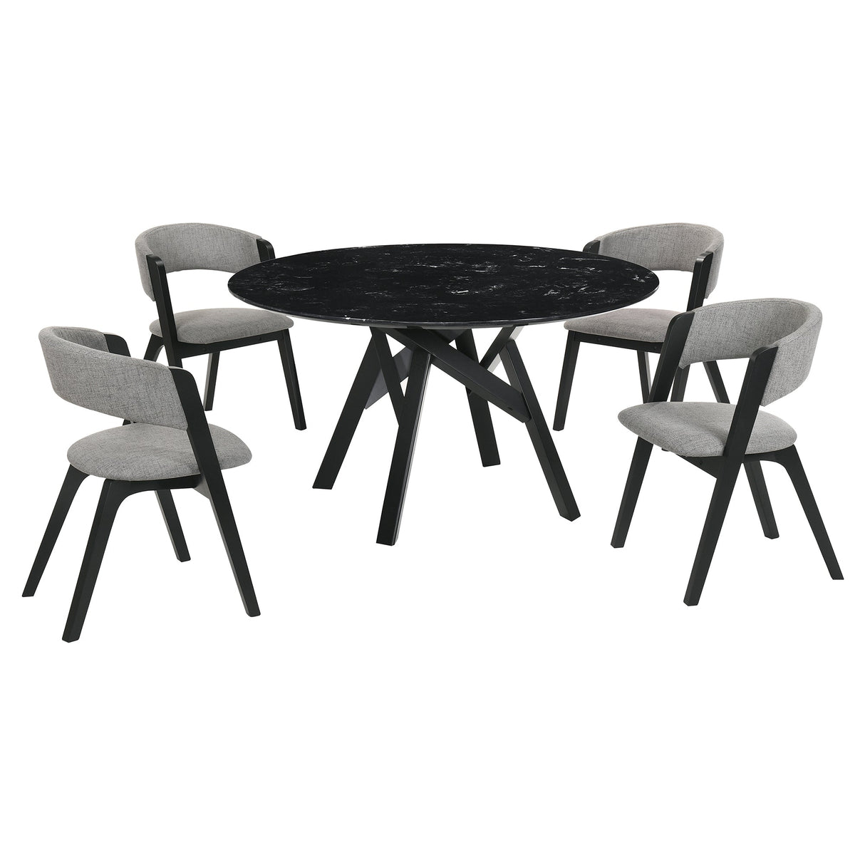 Venus Contemporary 5-Piece Dining Set with Marble Top and Comfortable Upholstered Chairs