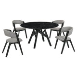 Venus Contemporary 5-Piece Dining Set with Marble Top and Comfortable Upholstered Chairs