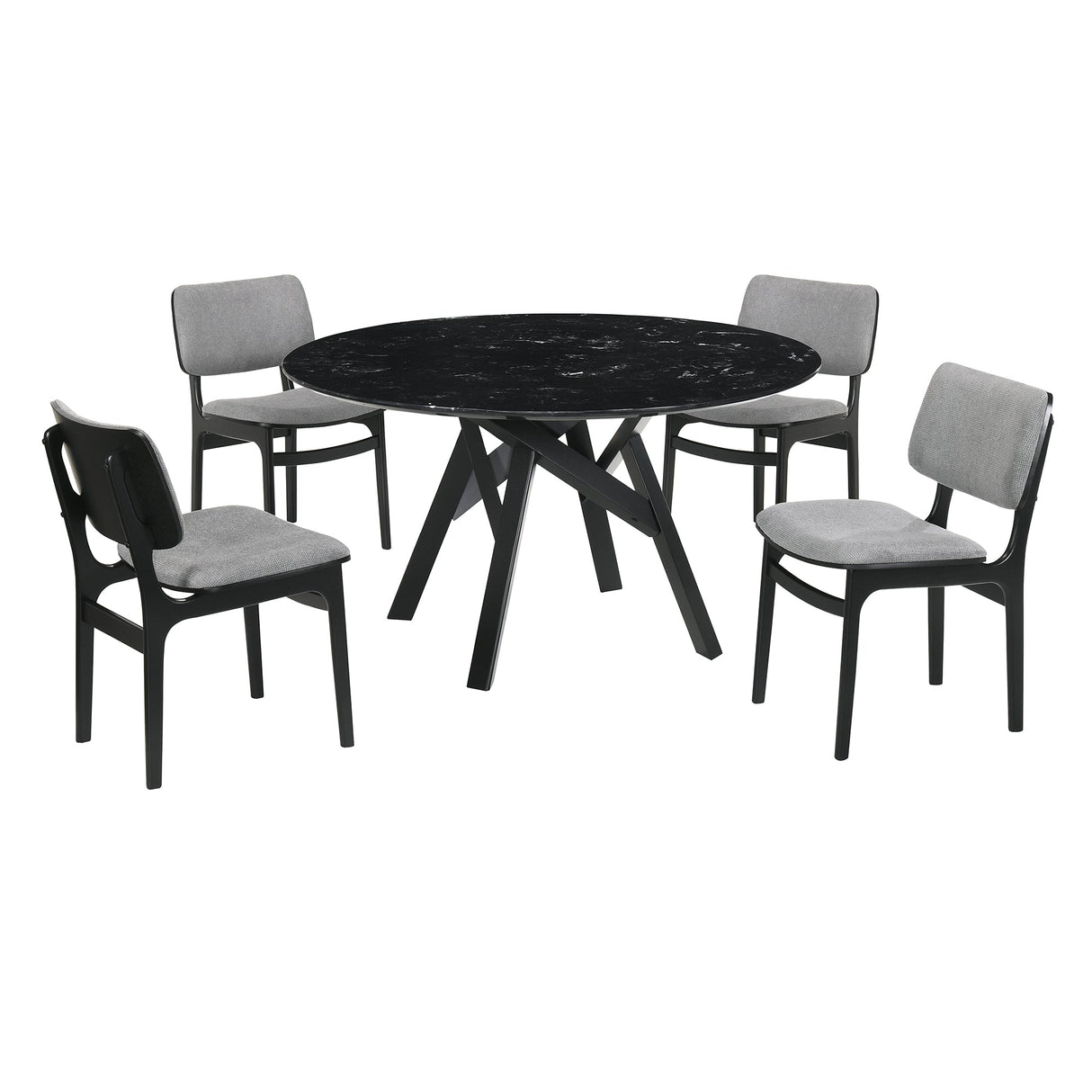 Venus Contemporary 5-Piece Dining Set with Marble Top and Comfortable Upholstered Chairs