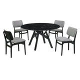 Venus Contemporary 5-Piece Dining Set with Marble Top and Comfortable Upholstered Chairs