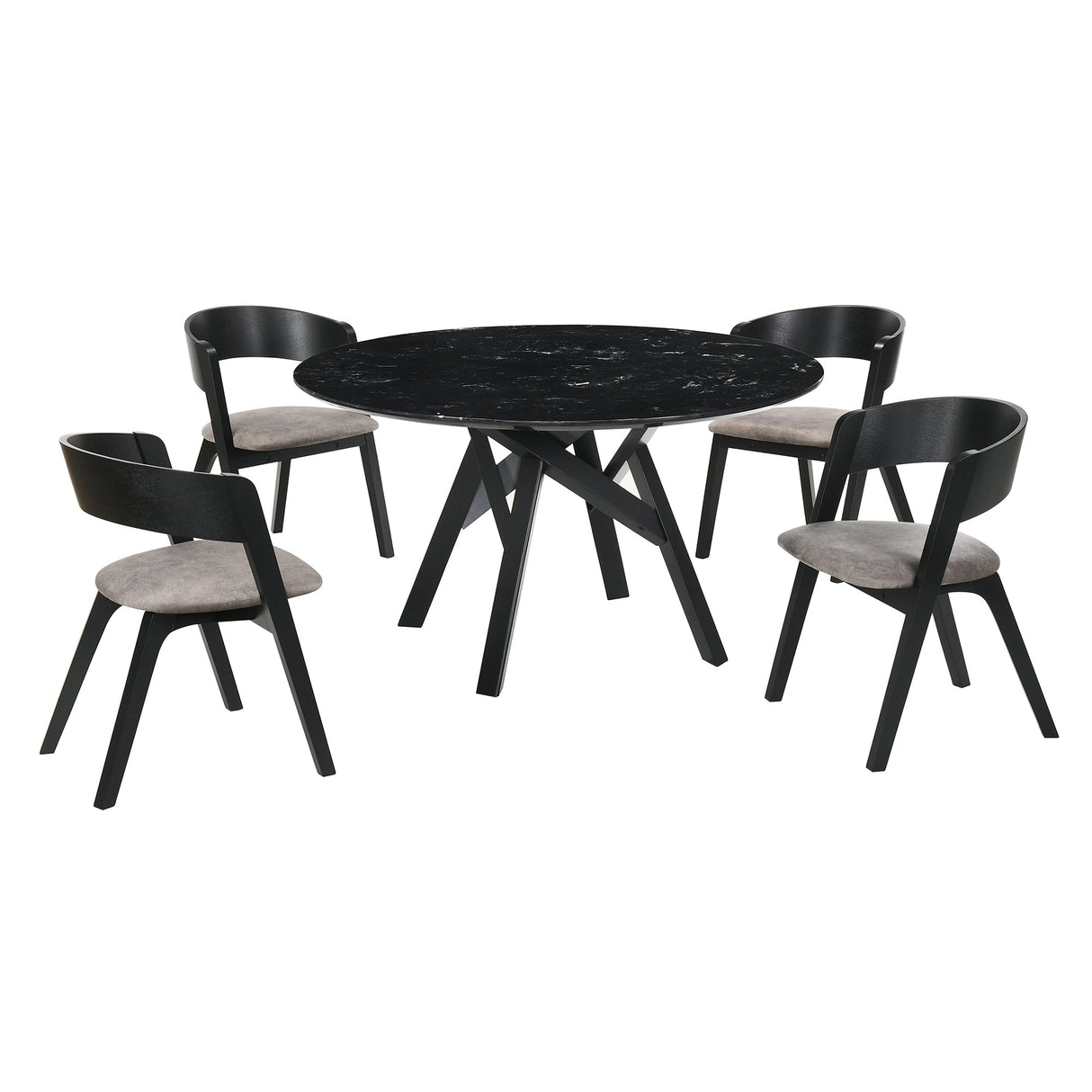 Venus Contemporary 5-Piece Dining Set with Marble Top and Comfortable Upholstered Chairs