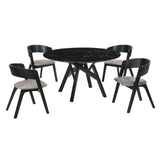 Venus Contemporary 5-Piece Dining Set with Marble Top and Comfortable Upholstered Chairs