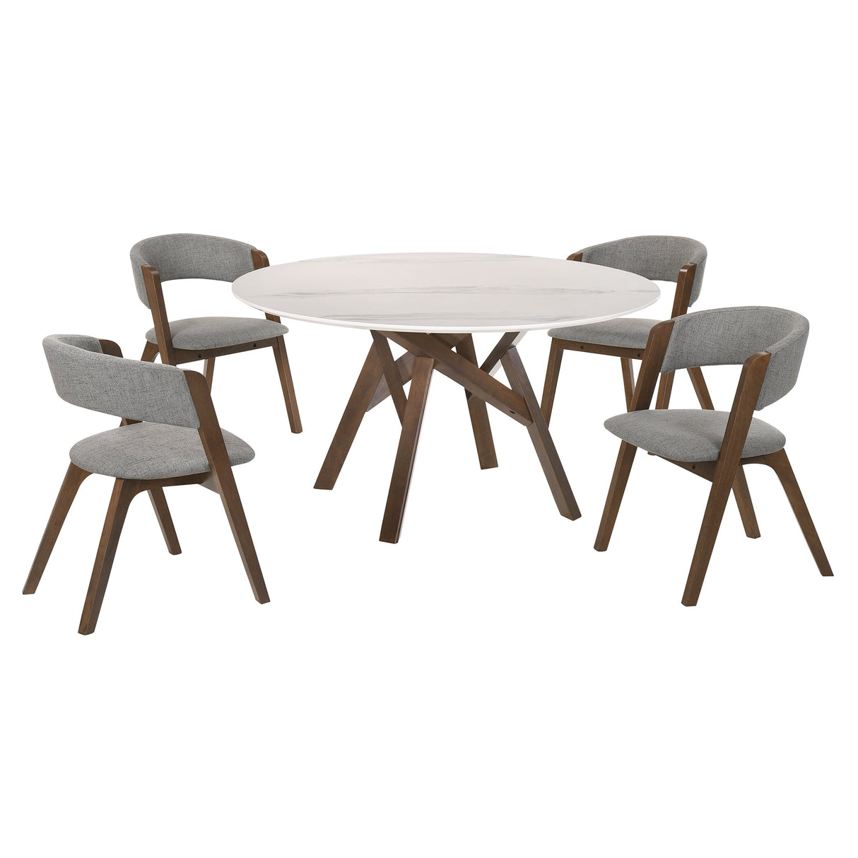 Venus Contemporary 5-Piece Dining Set with Marble Top and Comfortable Upholstered Chairs