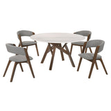 Venus Contemporary 5-Piece Dining Set with Marble Top and Comfortable Upholstered Chairs