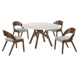 Venus Contemporary 5-Piece Dining Set with Marble Top and Comfortable Upholstered Chairs