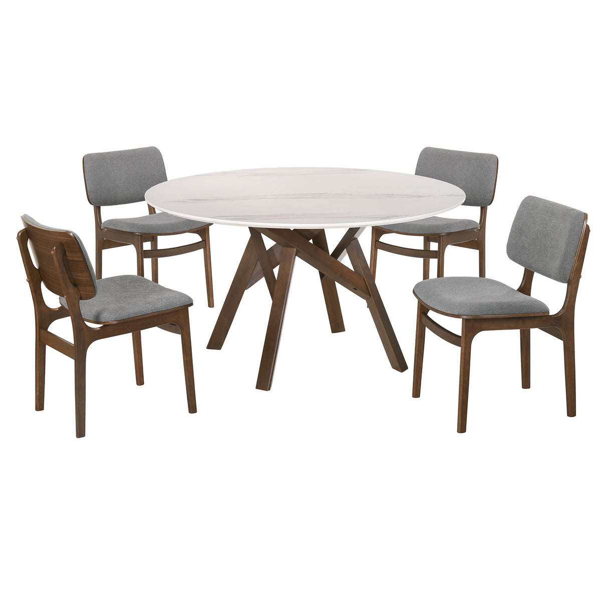 Venus Contemporary 5-Piece Dining Set with Marble Top and Comfortable Upholstered Chairs