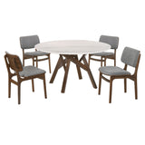 Venus Contemporary 5-Piece Dining Set with Marble Top and Comfortable Upholstered Chairs