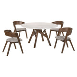 Venus Contemporary 5-Piece Dining Set with Marble Top and Comfortable Upholstered Chairs