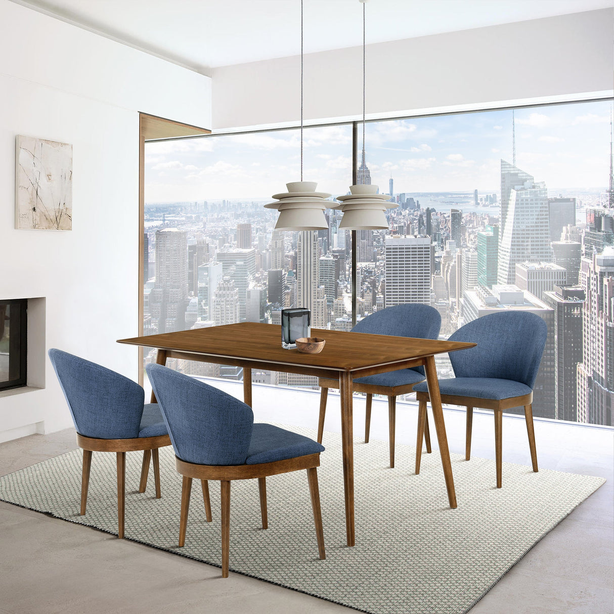 Westmont/Juno Modern Rubberwood 5-Piece Dining Set - Stylish Table & Ergonomic Chairs for Home