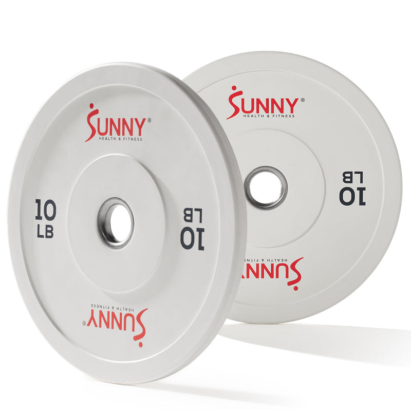 Sunny Health & Fitness Strength Elite 2-inch Rubber Olympic Weight Plates 10 - 55 LBS