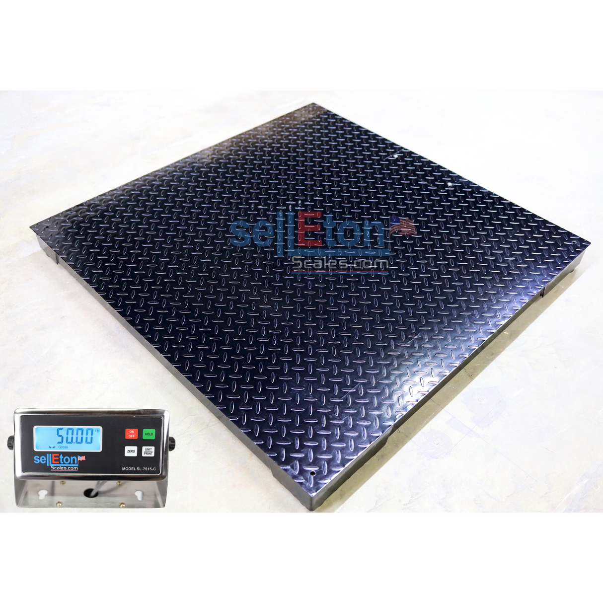 Prime Scales SL-700-4x4-10k+Ramp 48" x 48" Selleton Pallet Size Floor Scale with a Ramp l 10,000 lbs x 1 lb