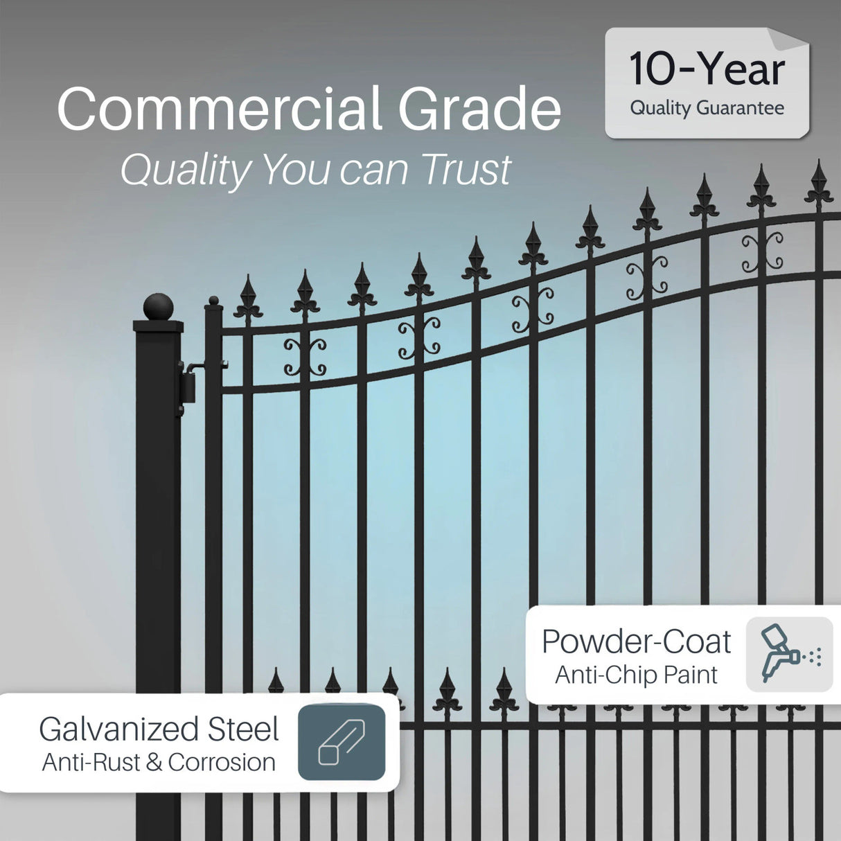 Aleko Steel Dual Swing Driveway Gate - ST.LOUIS Style - 12 x 6 Feet