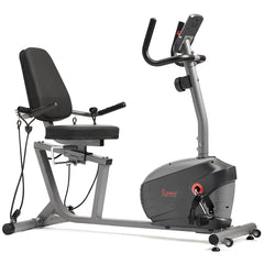 Sunny Health & Fitness  Performance Smart Recumbent Exercise Bike with Resistance Bands