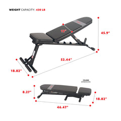 Sunny Health & Fitness Adjustable Workout Bench Utility Weight