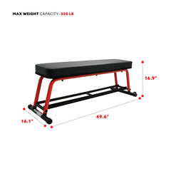 Sunny Health & Fitness Power Zone Premium Strength Flat Bench With Dumbbell Rack