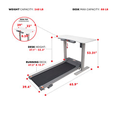 Sunny Health & Fitness Treadmill with Detachable Automated Desk