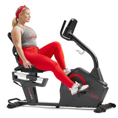 Sunny Health & Fitness Smart Programmable 16 Levels Electro-Magnetic Resistance Recumbent Exercise Bike