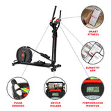 Sunny Health & Fitness Power Stride Smart Magnetic Elliptical Machine with 18" Stride Length