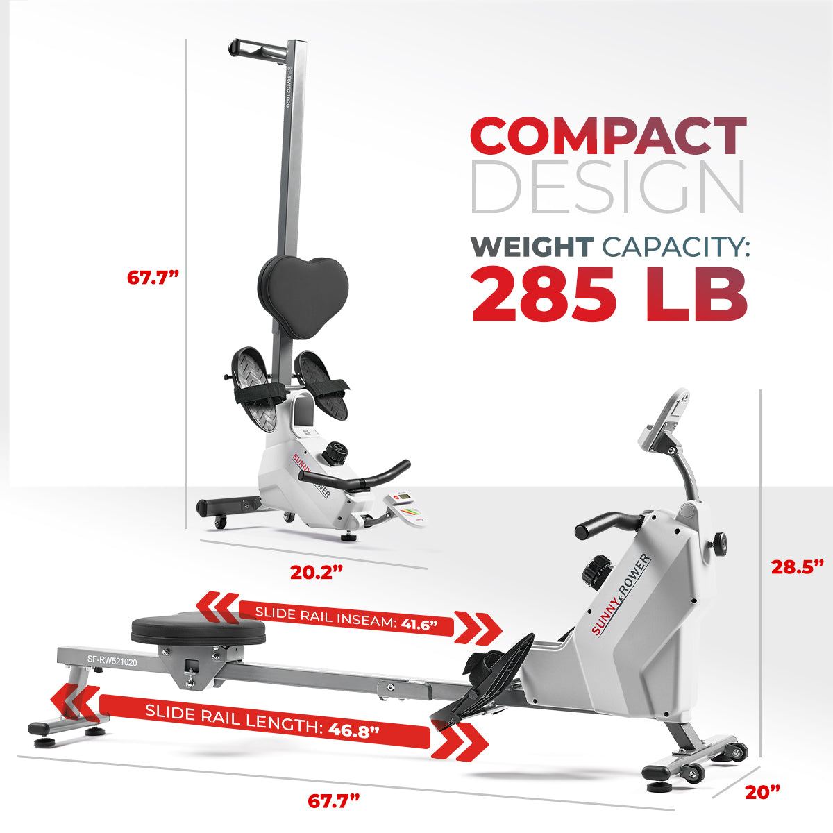 Sunny Health & Fitness Smart Compact Magnetic Rowing Machine