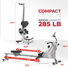 Sunny Health & Fitness Smart Compact Magnetic Rowing Machine