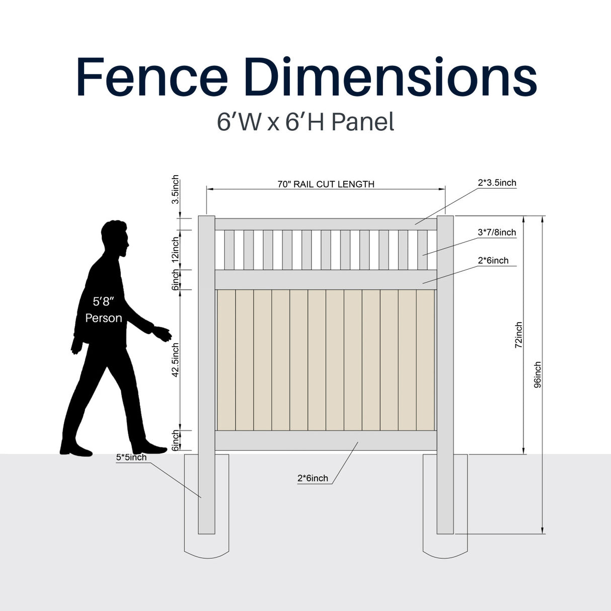 Aleko 6’ x 6’ Vinyl Semi-Private Fence – Sand - Denver Series