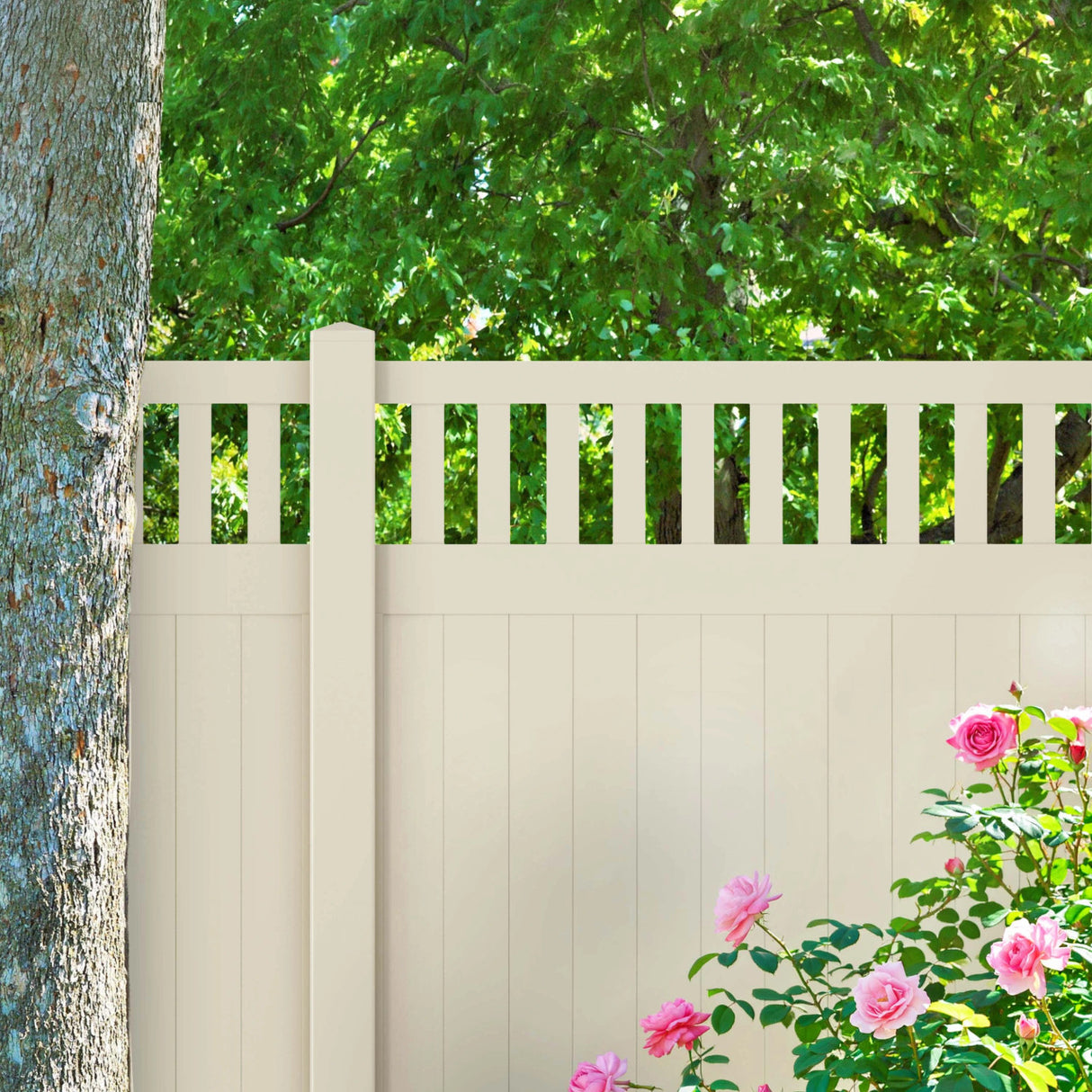 Aleko 6’ x 6’ Vinyl Semi-Private Fence – Sand - Denver Series