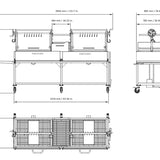 Open Fire Grill Tagwood BBQ24SS Double Argentine Santa Maria Grill 304 SS - Shared firebox - Height-adjustable grates - Interchangeable griddle -Meat hooks - Foldable side table and 6 heavy-duty swivel casters - PRE-ORDER
