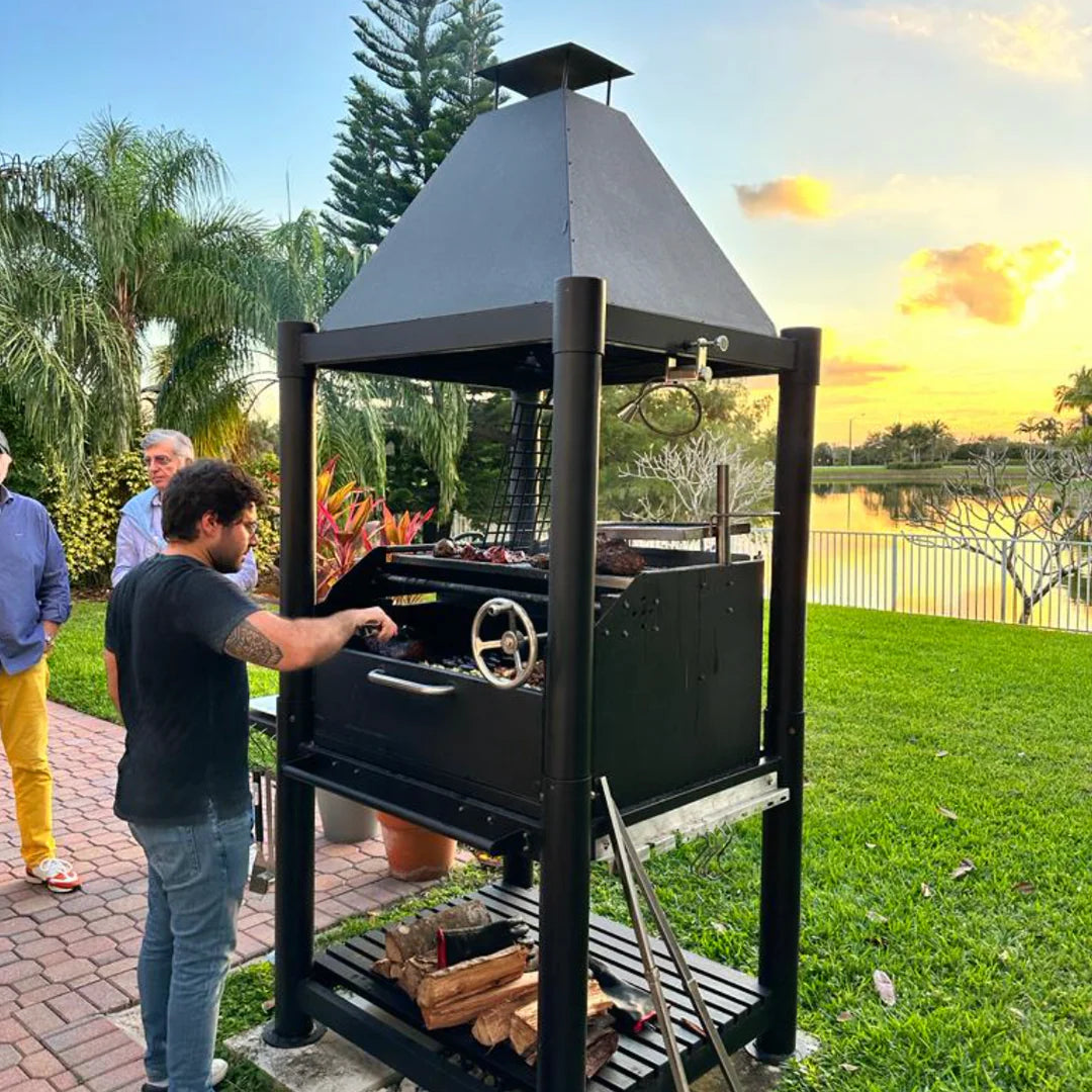 Gaucho Grill with Firebox Argentine Style All in Black with 6 Distinct Grilling Areas Tagwood BBQ02SIB - PRE-ORDER
