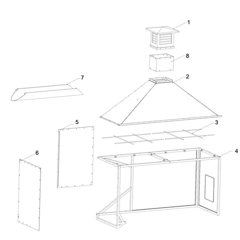 Stainless Steel Grill-Mounted Smoke Hood Tagwood ASH08 Compatible with BBQ06SS or BBQ08SS built-in grills
