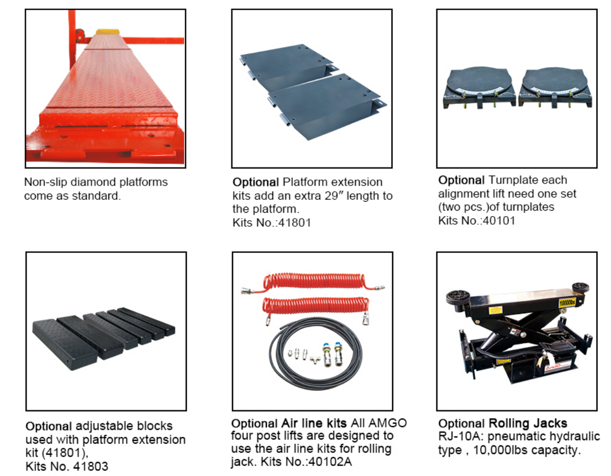 AMGO PRO-18A 18,000 lbs 4 Post Alignment Lift