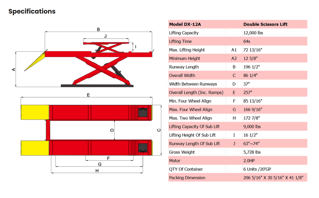 AMGO DX-12A 12,000 lbs Scissor Alignment Lift