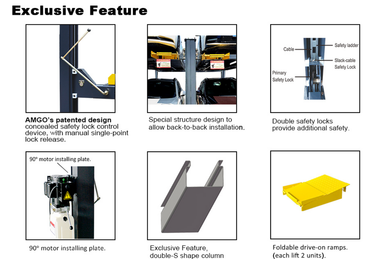AMGO 408-P 8,000 lbs 4 Post Parking Lift