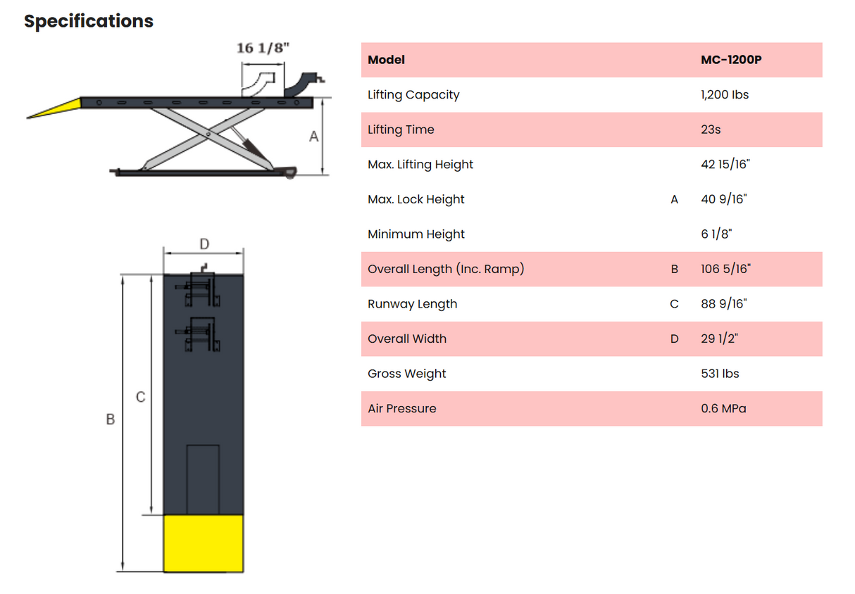 AMGO MC-1200P Motorcycle & ATV Lift