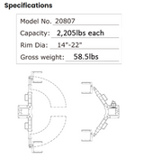 AMGO Adjustable Wheel Support Adapter, Optional Accessories For Two Post Lifts