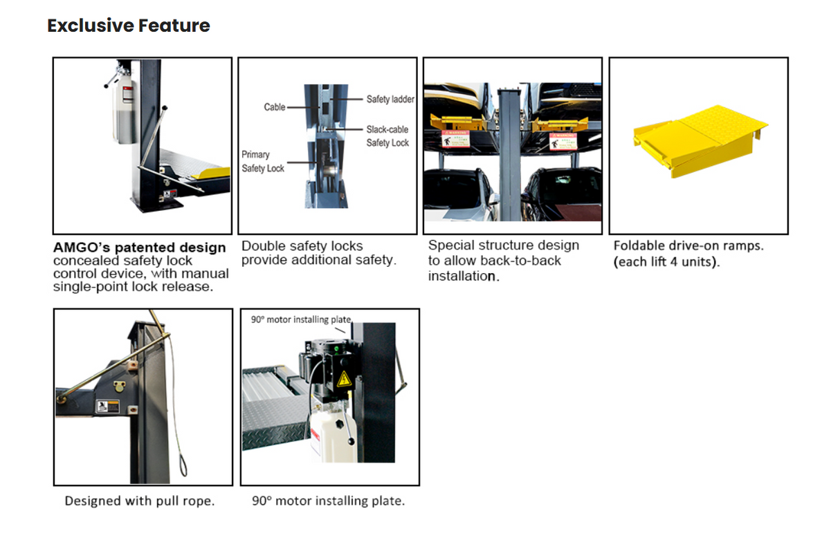 AMGO 409-DPX 9,000 lbs Double Parking 4 Post Lift