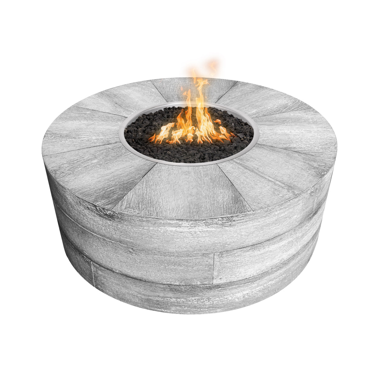 The Outdoor Plus Sequoia Wood Grain Concrete Fire Pit plus Free Cover