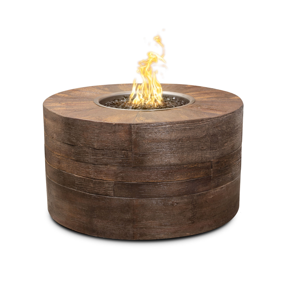 The Outdoor Plus Sequoia Wood Grain Concrete Fire Pit plus Free Cover