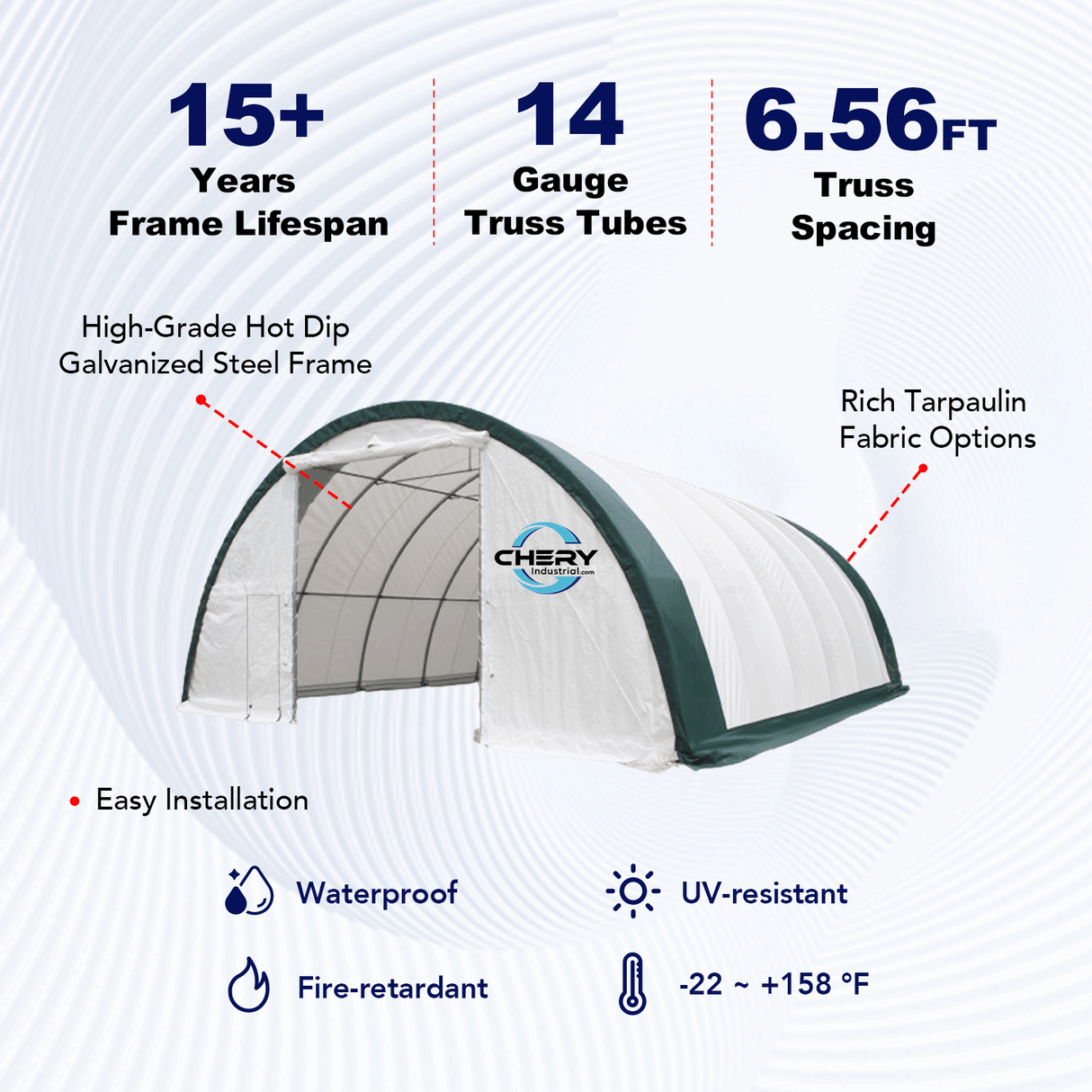 Single Truss Arch Storage Shelter W30'xL85'xH15'
