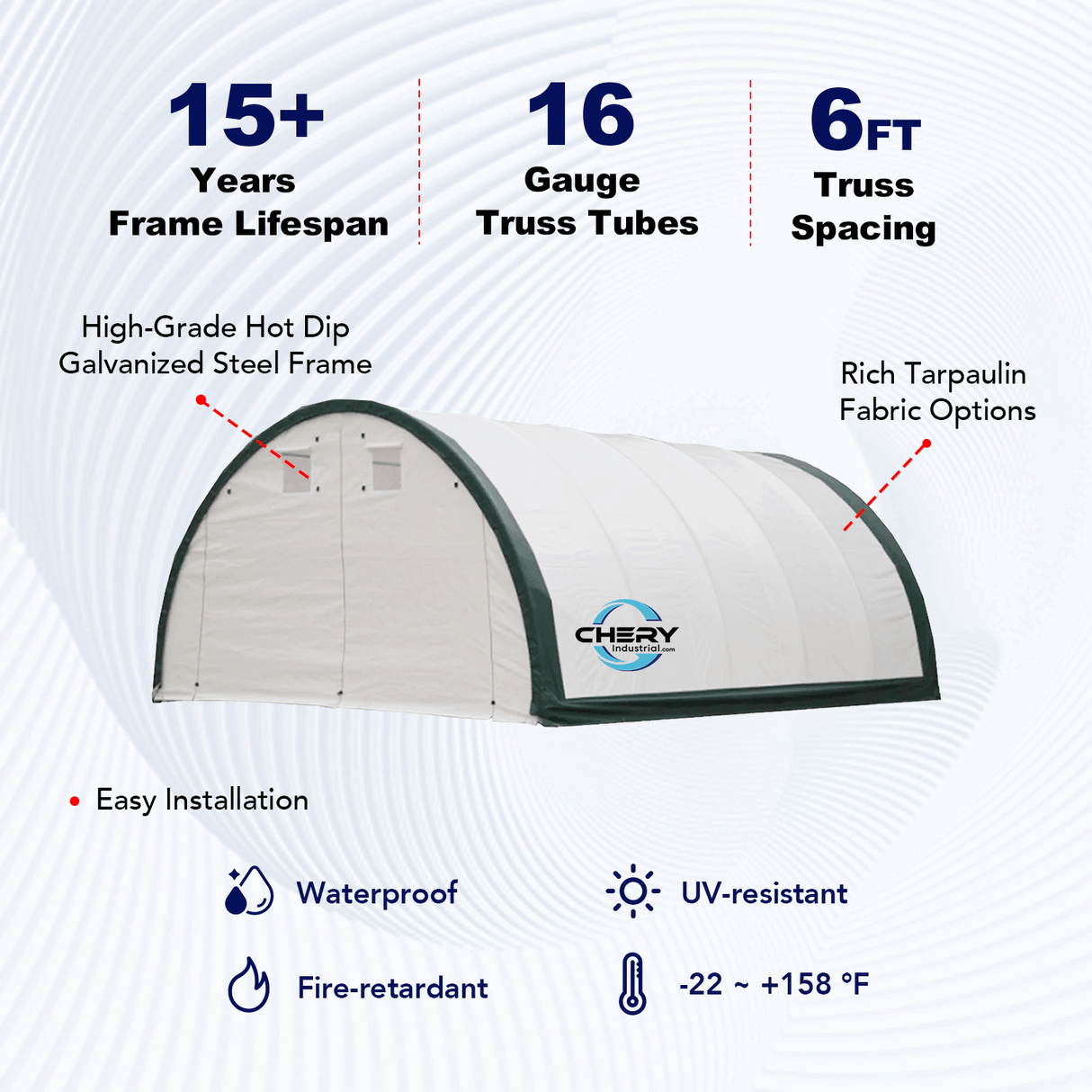 Single Truss Arch Storage Shelter W20'xL42'xH12'