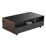 FORNO Evoluto 51" Smart Coffee Table – Dual Fridge Drawers, Bluetooth Audio, Wireless Charging, RGB Light in Black with Wood Accents, FCTFR7006-51WD