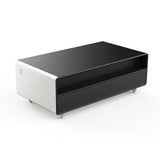 FORNO Evoluto 51" Smart Coffee Table – Dual Fridge Drawers, Bluetooth Audio, Wireless Charging, RGB Light in Black in White, FCTFR7006-51WHT