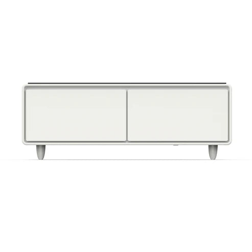FORNO Evoluto 51" Smart Coffee Table – Dual Fridge Drawers, Bluetooth Audio, Wireless Charging, RGB Light in Black in White, FCTFR7006-51WHT