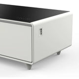 FORNO Evoluto 51" Smart Coffee Table – Dual Fridge Drawers, Bluetooth Audio, Wireless Charging, RGB Light in Black in White, FCTFR7006-51WHT