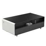 FORNO Evoluto 51" Smart Coffee Table – Dual Fridge Drawers, Bluetooth Audio, Wireless Charging, RGB Light in Black in White, FCTFR7006-51WHT