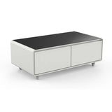 FORNO Evoluto 51" Smart Coffee Table – Dual Fridge Drawers, Bluetooth Audio, Wireless Charging, RGB Light in Black in White, FCTFR7006-51WHT