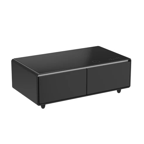 FORNO Evoluto 51" Smart Coffee Table – Dual Fridge Drawers, Bluetooth Audio, Wireless Charging, RGB Light in Black, FCTFR7006-51BLK
