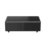 FORNO Evoluto 51" Smart Coffee Table – Dual Fridge Drawers, Bluetooth Audio, Wireless Charging, RGB Light in Black, FCTFR7006-51BLK
