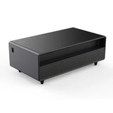 FORNO Evoluto 51" Smart Coffee Table – Dual Fridge Drawers, Bluetooth Audio, Wireless Charging, RGB Light in Black, FCTFR7006-51BLK